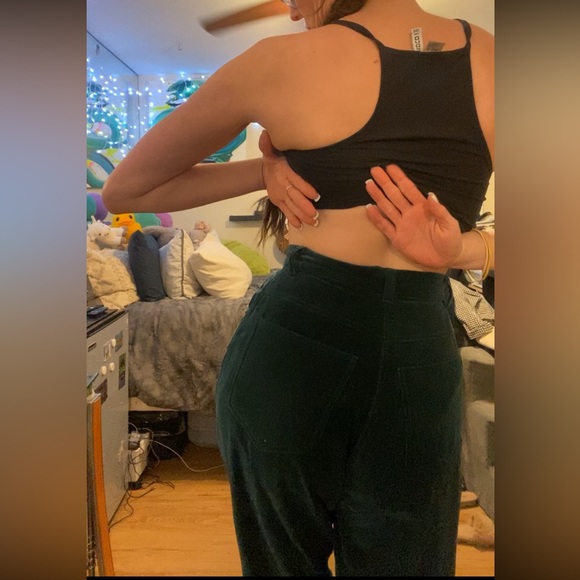 Women's green velvet pants - Picture 11 of 12